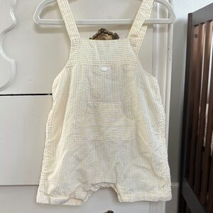 Cyrillus Seersucker Butter Yellow Short Overalls